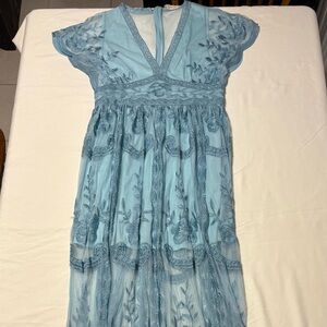 Altar'd State Mariska lace maxi dress in sea blue or teal